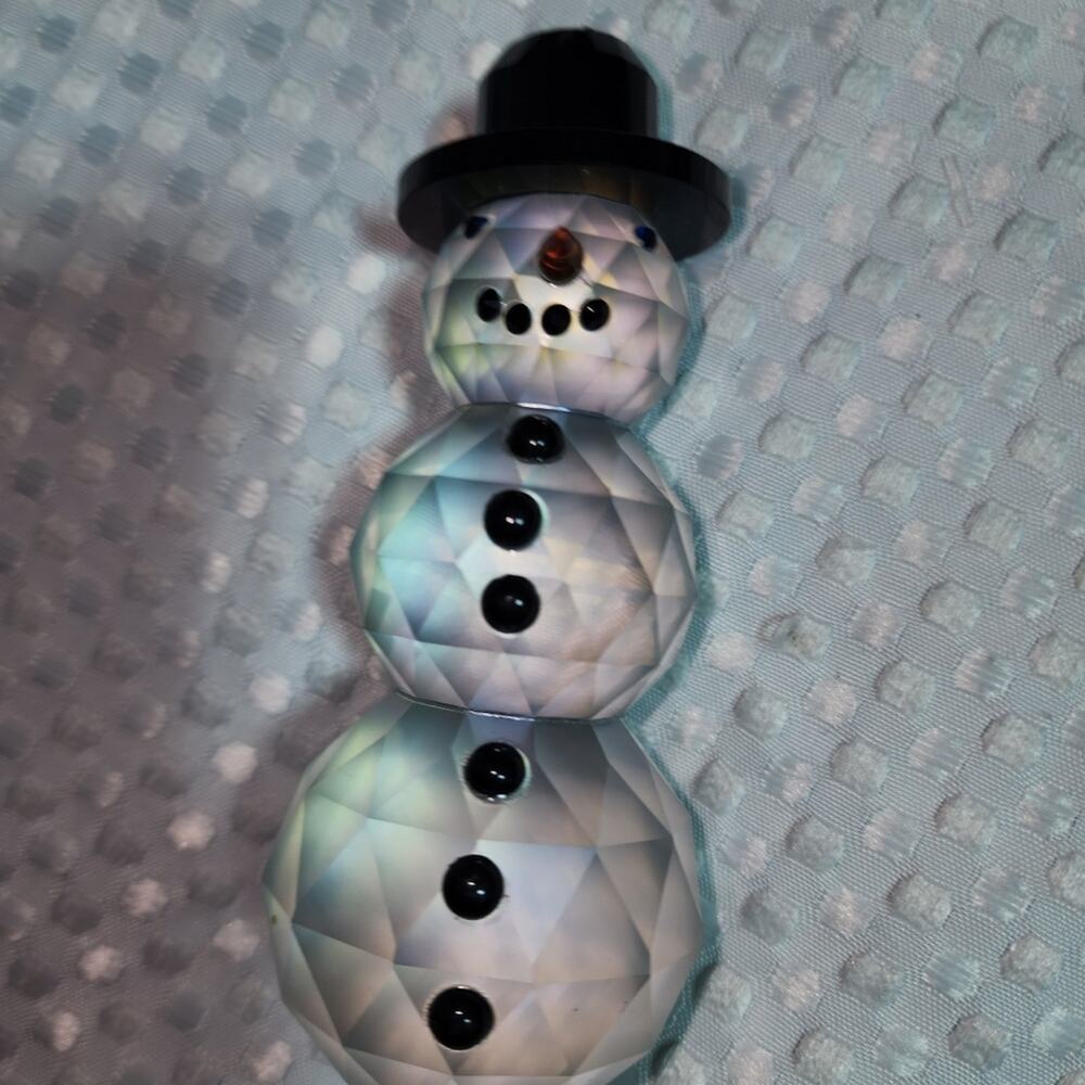 SIMON DESIGNS EUC CRYSTAL SNOWMAN FIGURINE 4.25" tall